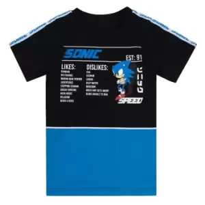 Image of Sonic The Hedgehog Boys Gaming Statistics T-Shirt (11-12 Years) (Black/Blue/White)