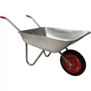 image of 65 Litre 60kg Capacity Galvanised Samuel Alexander Metal Garden Wheelbarrow with Solid Puncture Proof Tyre