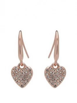 image of Jon Richard Rose Gold Plated Heart Drop Earrings