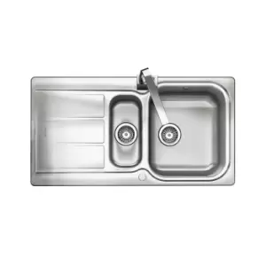 image of Aga Rangemaster Glendale 950x508mm 1.5 Bowl 1-Tap Sink - Chrome