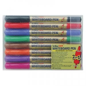 image of Artline 2-in-1 Whiteboard Marker FineSuperfine Assorted Pack of 8 E