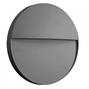 image of Flush Wall Lamp Large Round, 6W LED, 3000K, 275lm, IP54, Anthracite