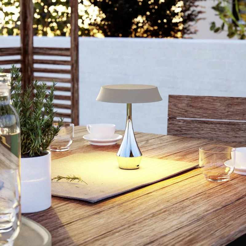Image of Eglo Turcio Sculptural LED Tricolour Portable Outdoor Table Lamp in Silver Silver Unisex