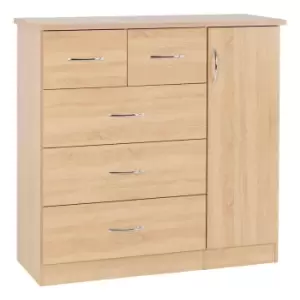 image of Seconique Nevada 5 Drawer Low Wardrobe - Sonoma Oak Effect