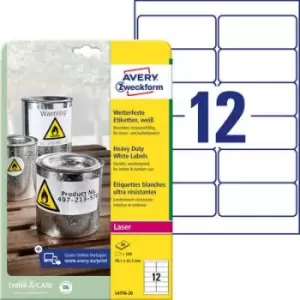 image of Avery-Zweckform L4776-20 Labels 99.1 x 42.3mm Polyester film White 240 pc(s) Permanent All-purpose labels, Weatherproof labels