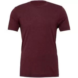 image of Canvas Mens Triblend Crew Neck Plain Short Sleeve T-Shirt (S) (Maroon Triblend)