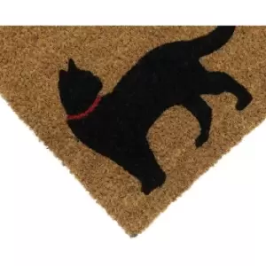 image of Eco-Friendly Latex Backed Coir Door Mat, Kitty Cat - JVL