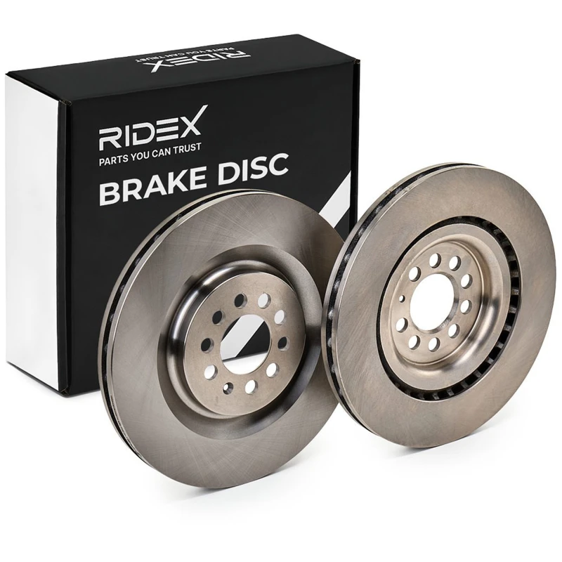 Image of RIDEX 82B0781 Brake disc Front Axle, Vented, Cast Iron, Uncoated, Untreated, without bolts/screws Cast Iron Brake Disc (82)