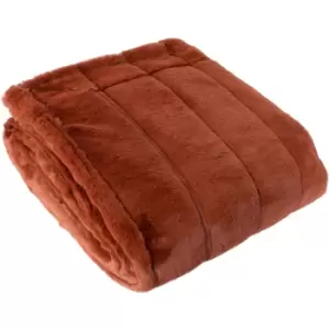 image of Empress Super Soft Faux Fur Throw, Rust, 130 x 180 Cm - Paoletti