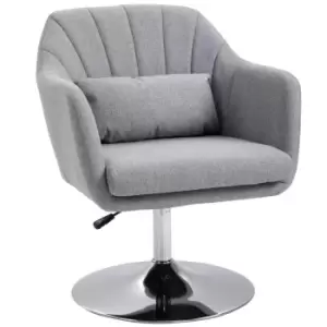 Image of Homcom Stylish Retro Linen Swivel Tub Chair Steel Frame Cushion Seat Light Grey