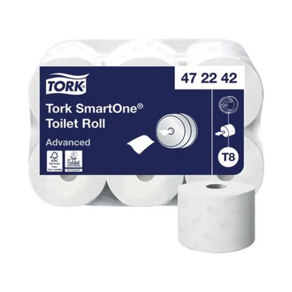 Image of Tork Tork T8 SmartOne Toilet Roll 2-Ply 1150 Sheets (Pack of 6) 472242 472242