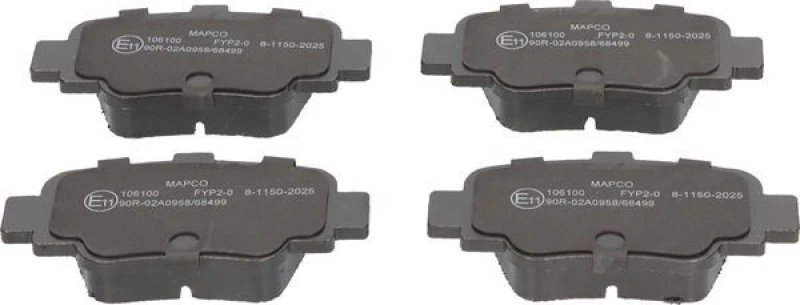 Image of MAPCO 106100 Brake pad set Rear Axle, excl. wear warning contact Brake Pad Set,disc brake (402)