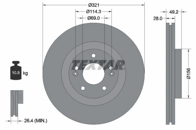 Image of Brake disc TEXTAR 92242905