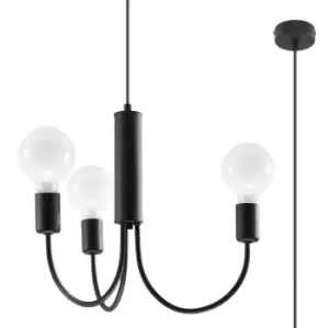 Image of Piccolo Multi Arm 3 Arm Pendant Light Black 3x E27