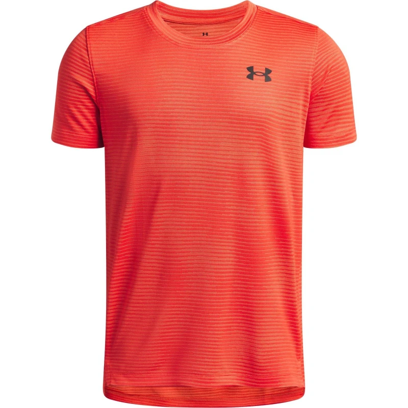 Image of Under Armour Kids Tech Vent Jacquard Short Sleeve Performance Gym Top Venom Red/Black male 11-12 (L)