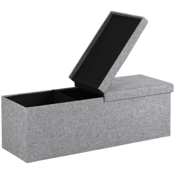 Image of Ottoman Storage Bench Foldable Faux Leather Chest Toy Shoe Box Hallway Bedroom XL - Hellgrau (de)