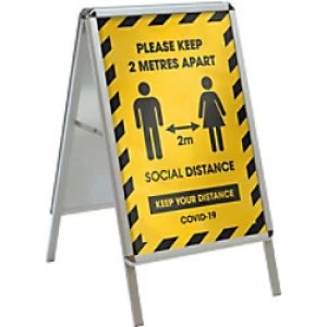Image of Seco Snapframe A-Board Double Sided Aluminium Grey 2 x A2