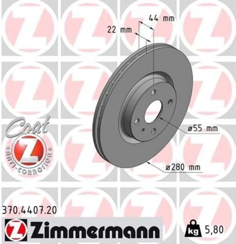 Image of ZIMMERMANN Brake disc ZIMMERMANN 370.4407.20