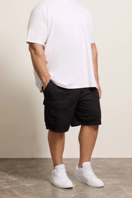 Image of BadRhino BadRhino Men Elasticated Waist Cargo Shorts in Black Size: large Black L Male 5063589893642