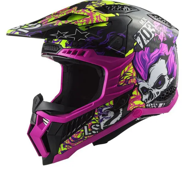 Image of LS2 MX703 C X-Force Fireskull Violet Offroad Helmet Size XS