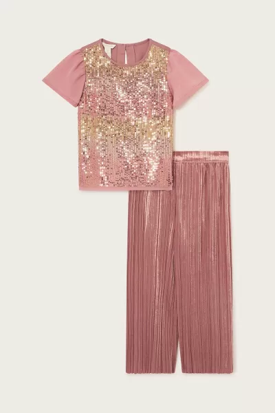 image of Party Sequin Top and Trousers Set