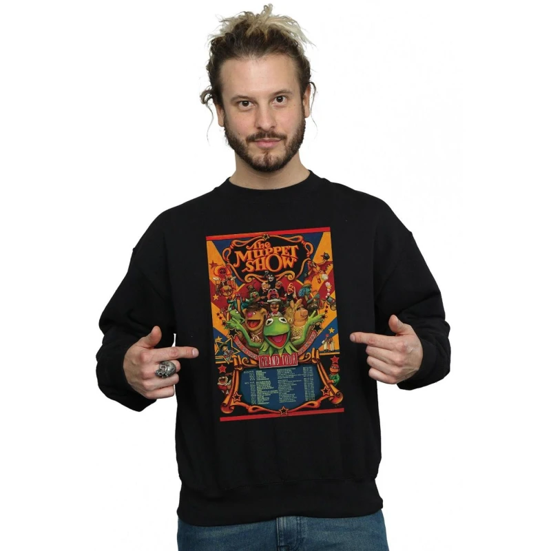 Image of Disney Men The Muppets The Muppet Show Poster Sweatshirt in Black Size: Small Black S Male 5059308619112