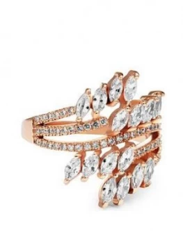 image of Jon Richard Rose Gold Plated Twisted Navette Cubic Zirconia Ring