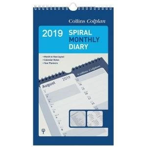 Image of Collins Colplan 64 Series 2019 Spiral Monthly Diary Calendar Ref 64