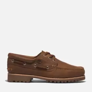 image of Timberland Mens Authentics 3 Eye Classic Suede Boat Shoes - Rust - UK 10