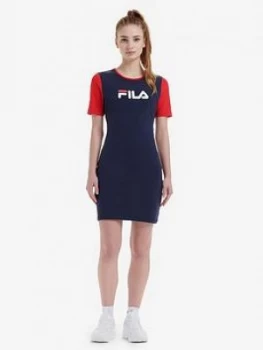 image of Fila Roslyn Colour Block Bodycon Dress - Navy, Size S, Women