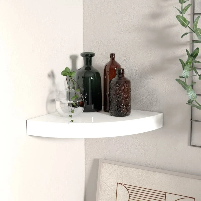 Image of VIDAXL Vidaxl - Floating Corner Shelf High Gloss White 25x25x3.8cm mdf 8720286075173
