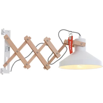 Image of Sienna Lighting - Sienna Woody Dome Wall Light White Matt, Wood Blank, Metal