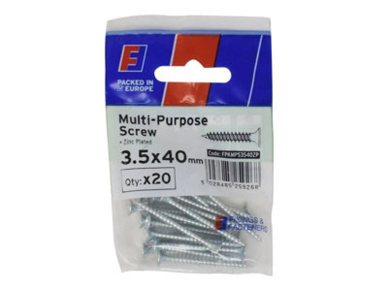 Image of Forgefix Multi Purpose Pozi Screw Csk St Zp 3.5 X 40mm Forgepack 20 Forfpms3540Z