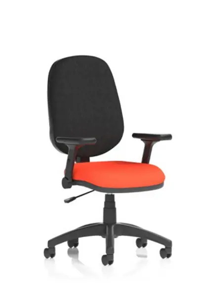Image of Eclipse Eclipse Plus I Lever Task Operator Chair Bespoke Colour Seat Tabasco Orange With Height Adjustable And Folding Arms KCUP1722