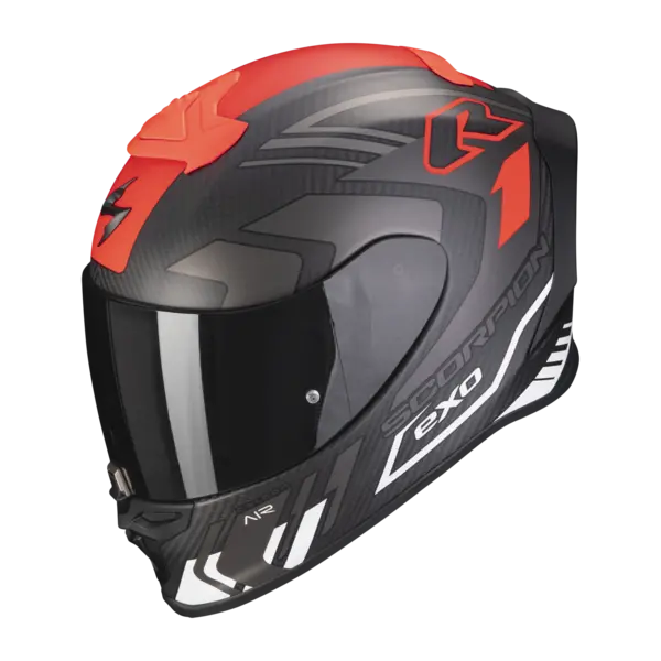 image of Scorpion Exo-R1 Evo Carbon Air Supra Matt Black-Silver-White Full Face Helmet L