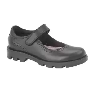 Roamers Girls Leather Touch Fastening Bar Shoe (2 UK) (Black)