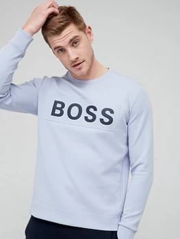 Image of BOSS Salbo 1 Logo Sweatshirt - Open Blue, Open Blue Size XL Men