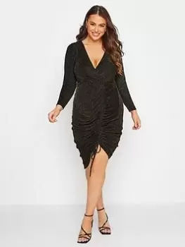 Image of Yours Party Gathered Wrap Dress - Gold, Size 22, Women