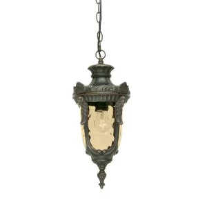 image of 1 Light Medium Outdoor Ceiling Chain Lantern Old Bronze IP44, E27