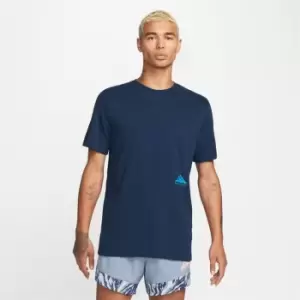 Image of Nike Dri-FIT Mens Short-Sleeve Trail Running Crew - Blue