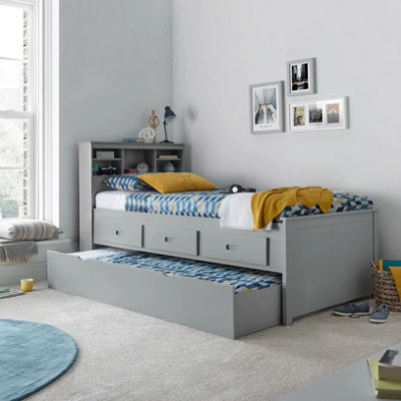Image of Bedmaster Venus Guest Bed With Drawers And Trundle Grey