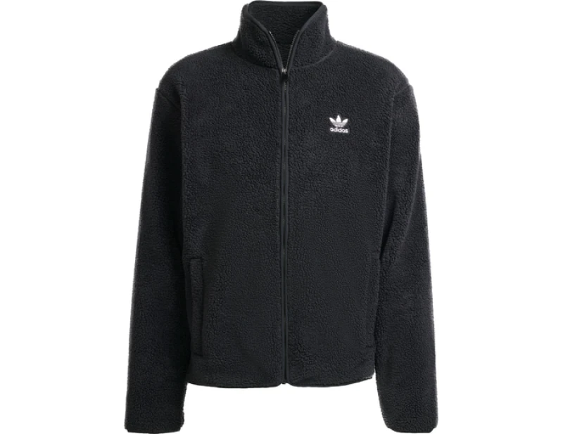 Image of Adidas Originals Trefoil Essentials Teddy Fleece Leisure Jacket Black S