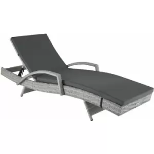 image of Tectake - Sun lounger Oceane rattan w/aluminium frame - reclining sun lounger, garden lounge chair, sun chair - light grey