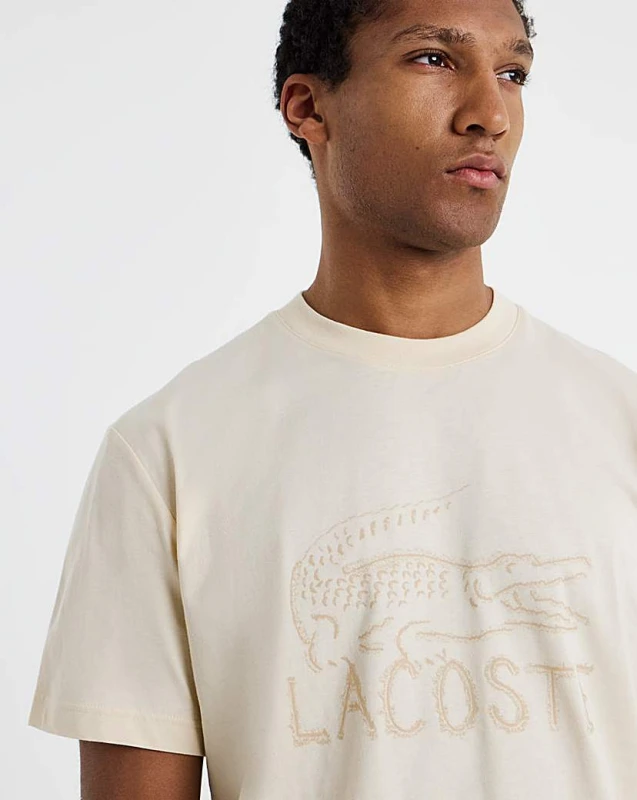 Image of Lacoste Lacoste Croc Graphic T-Shirt Natural - Lacoste - Size: S37 Natural Male S37 LA38801