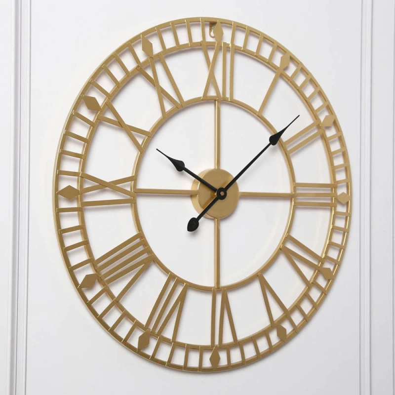 Image of Home Garden Direct EOS - Skeleton Wall Clock with Roman Numerals - 60x60cm in Gold Size: 60x60cm Gold Unisex 60x60 cm