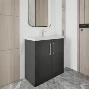 Image of Hudson Reed Juno Floor Standing 2-Door Vanity Unit with Basin 1 800mm Wide - Graphite Grey
