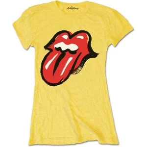 Image of The Rolling Stones - No Filter Tongue Womens Large T-Shirt - Yellow