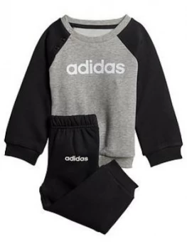 Image of Boys, adidas Infant Linear Jogger Set - Grey/Black, Size 0-3 Months