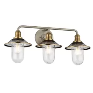 Image of Hinkley Rigby 3 Light Wall Light Antique Nickel with Heritage Brass IP44