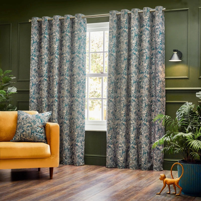 Image of Bengal Eyelet Curtains Wedgewood, Wedgewood / 117 x 137cm